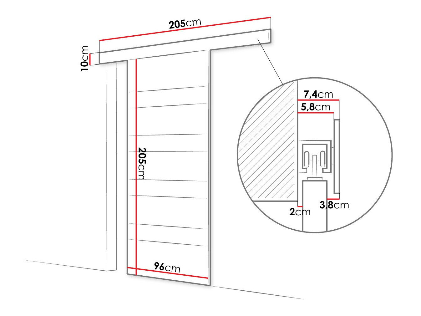 Skydedør Closico 174 (Sort)