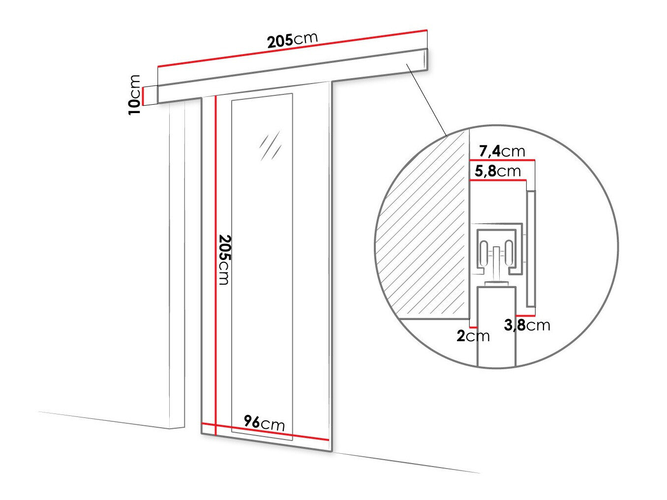 Skydedør Closico 175 (Brun)