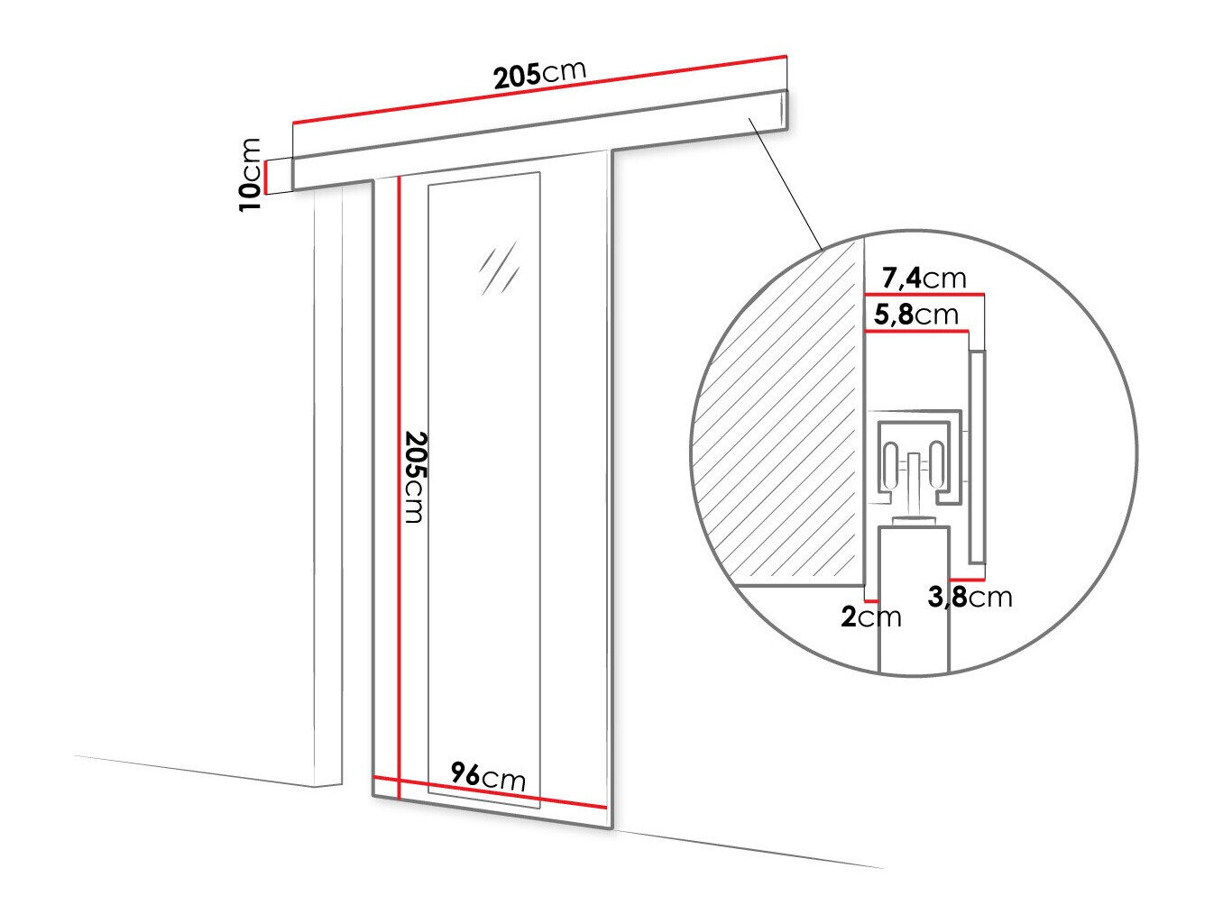 Skydedør Closico 175 (Sort)