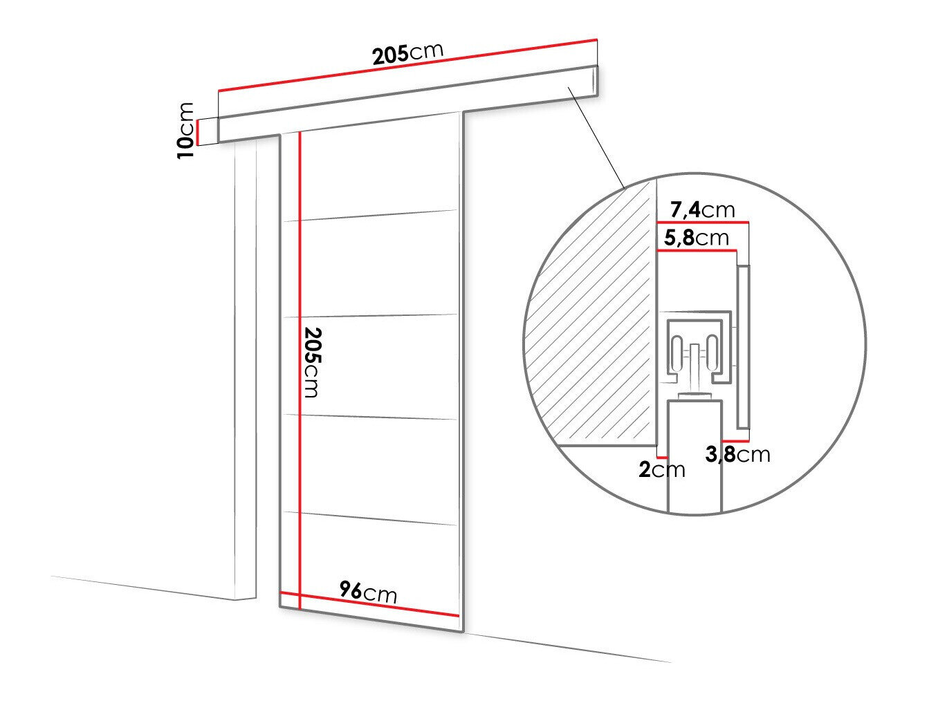 Skydedør Closico 176 (Brun)