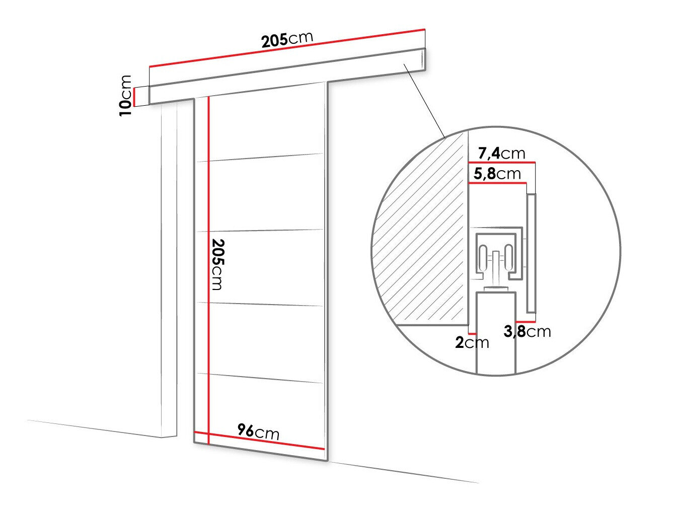 Skydedør Closico 176 (Hvid)