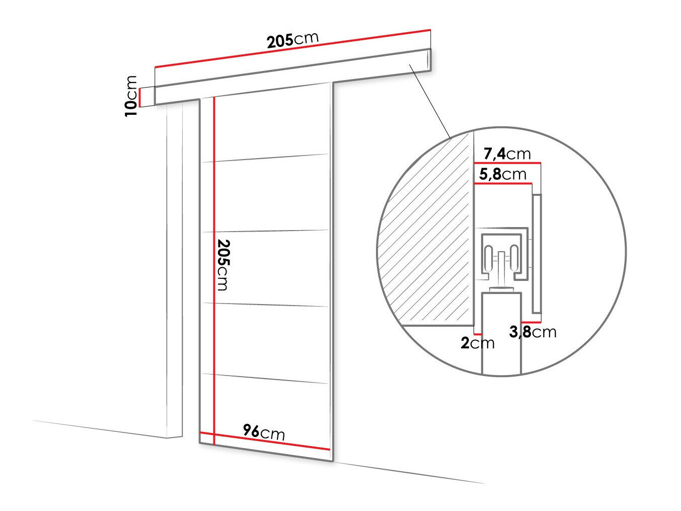 Skydedør Closico 176 (Sonoma eg)