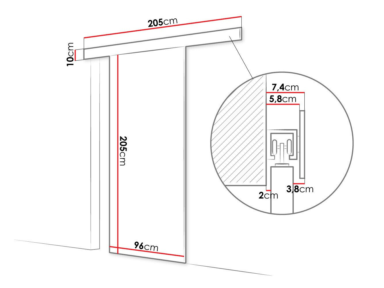Skydedør Closico 178 (Hvid)