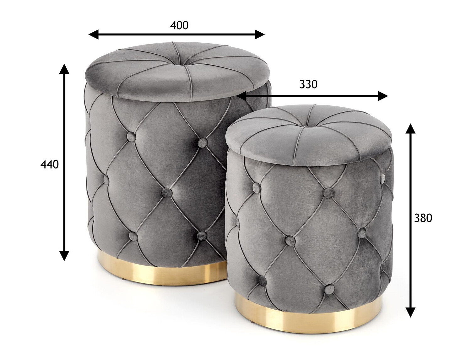 Sæt puffer Houston 1154 (Grå)