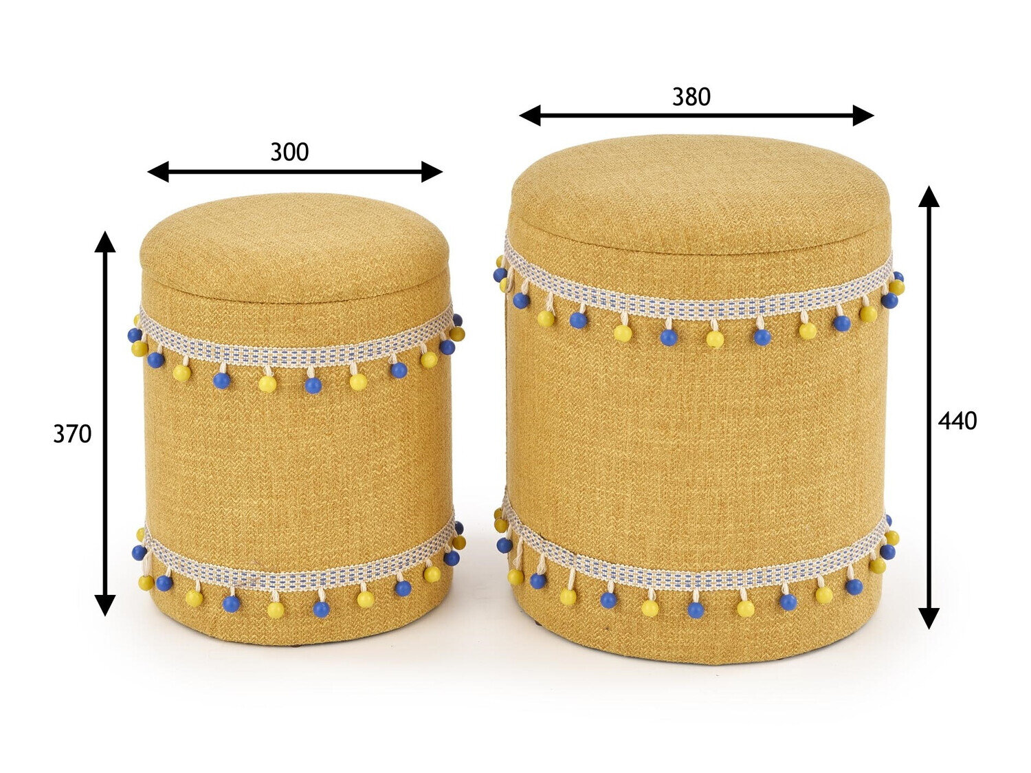 Sæt puffer Houston 1155 (Gul)