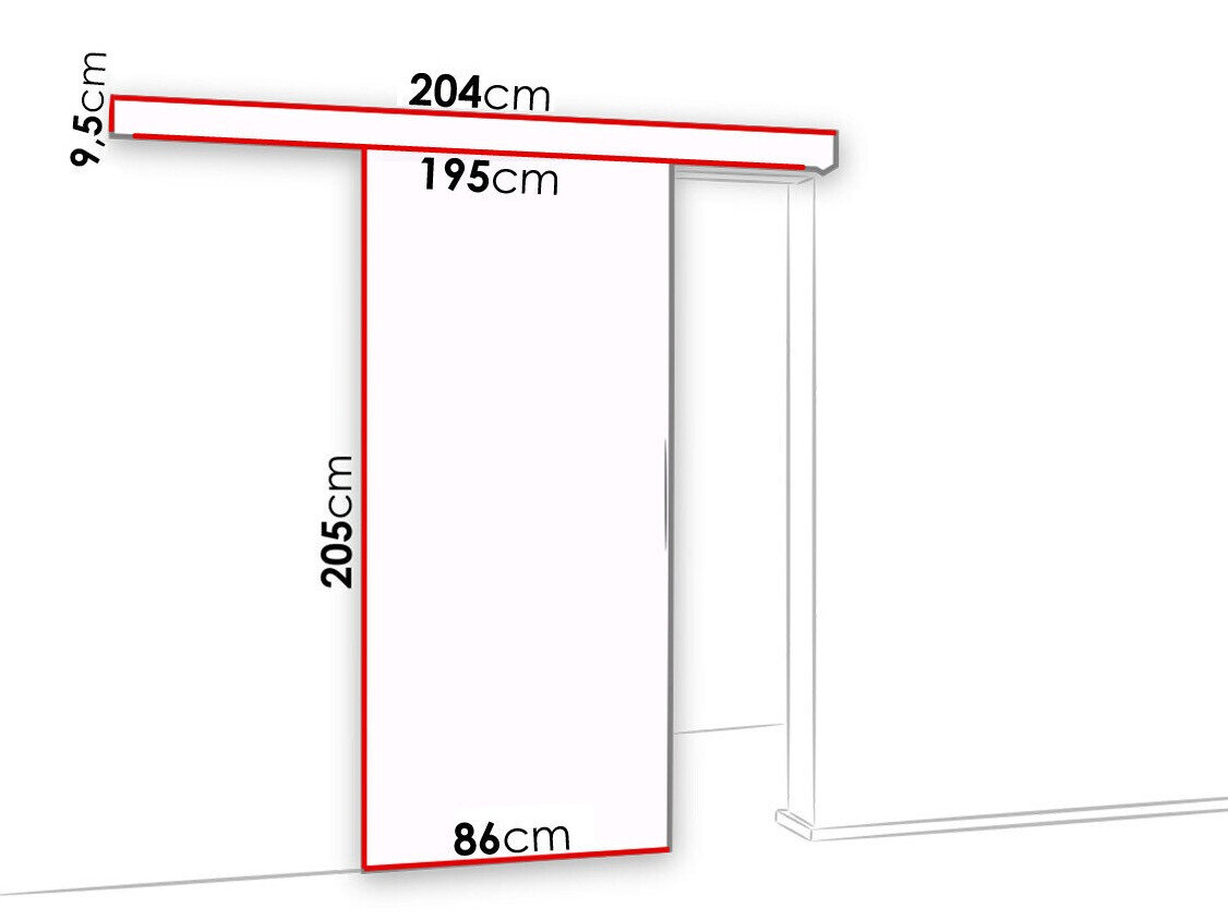 Skydedør Dover 120 (Mørk aske + Sort)
