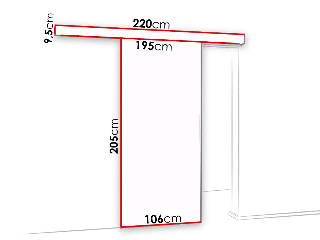 Skydedør Dover 127 (Mørk aske + Sort)