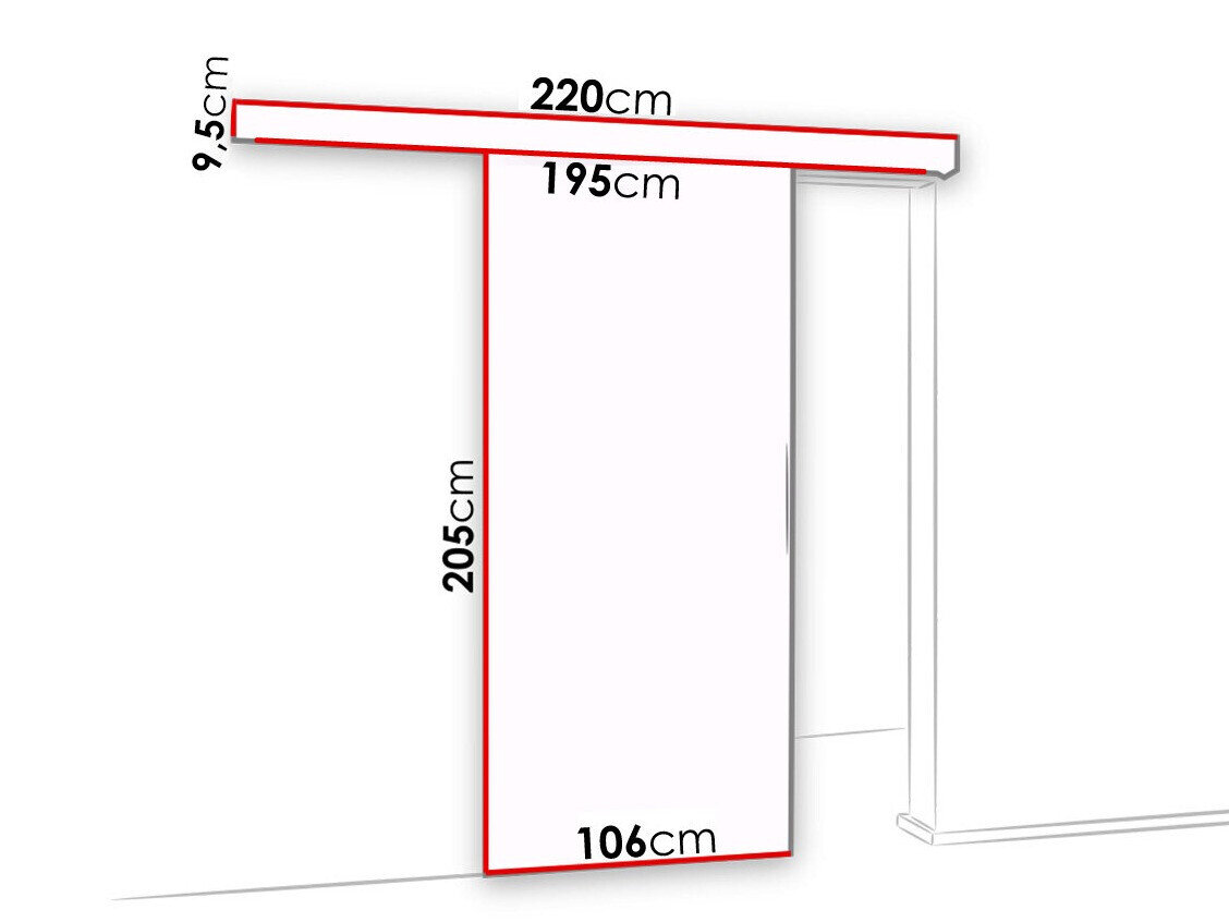 Skydedør Dover 127 (Sonoma eg + Sort)
