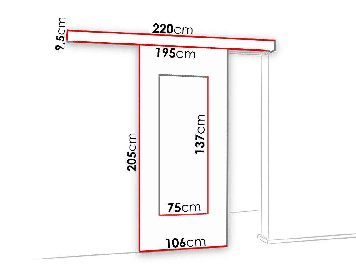 Skydedør Dover 130 (Hvid)