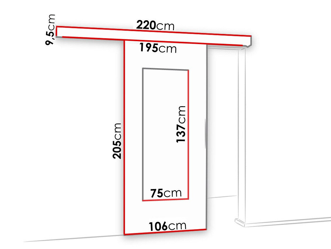 Skydedør Dover 130 (Mørk aske)