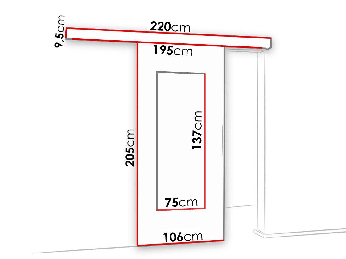 Skydedør Dover 130 (Sonoma eg)