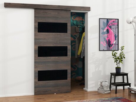 Skydedør Dover 135 (Mørk aske + Sort)