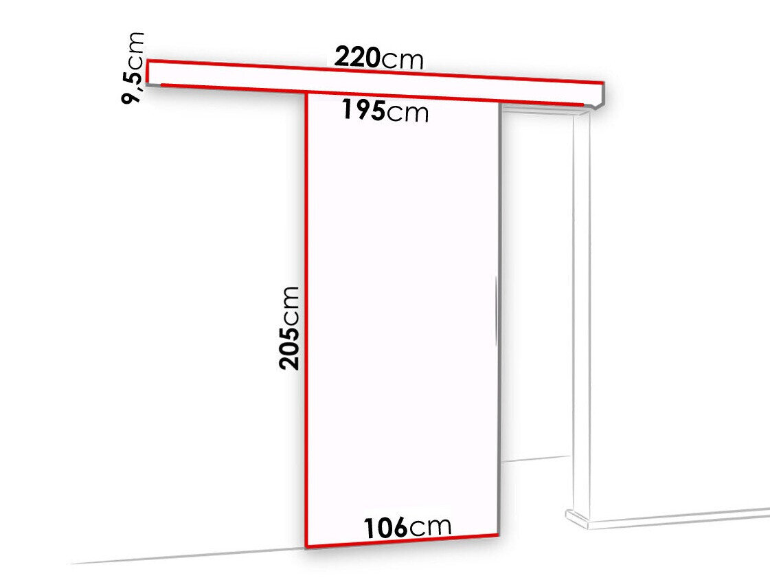Skydedør Dover 140 (Mørk aske + Sort)