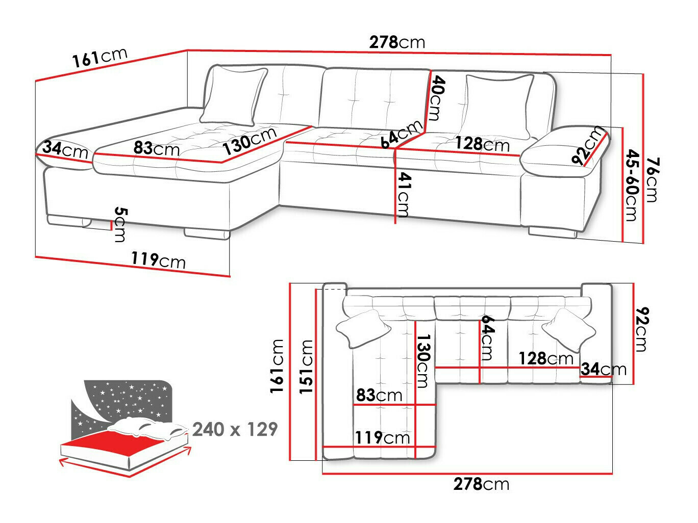 Hjørnesofa Comfivo Sanitas (Soft 011 + Lux 05)