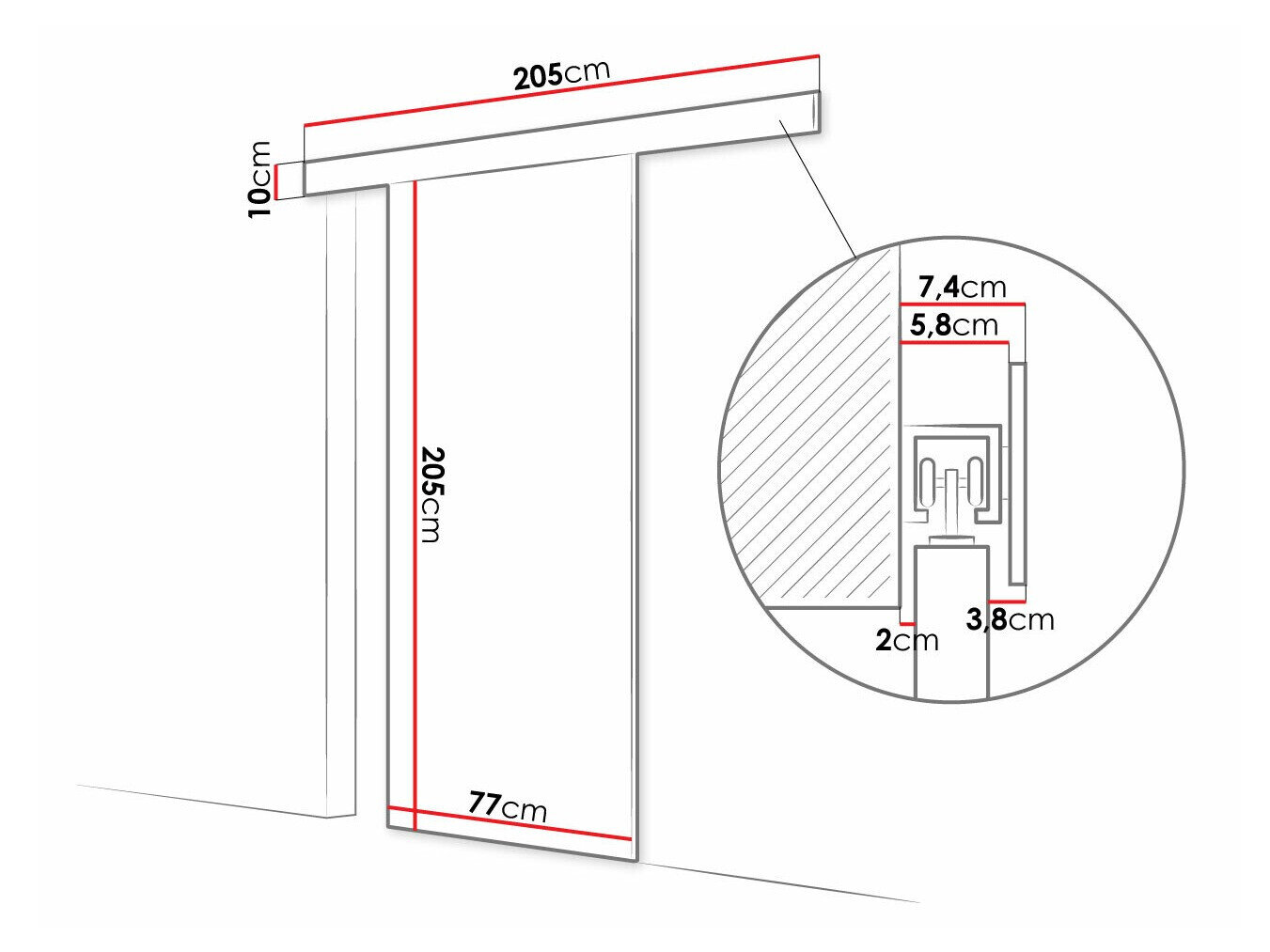 Skydedør Closico 181 (Hvid)