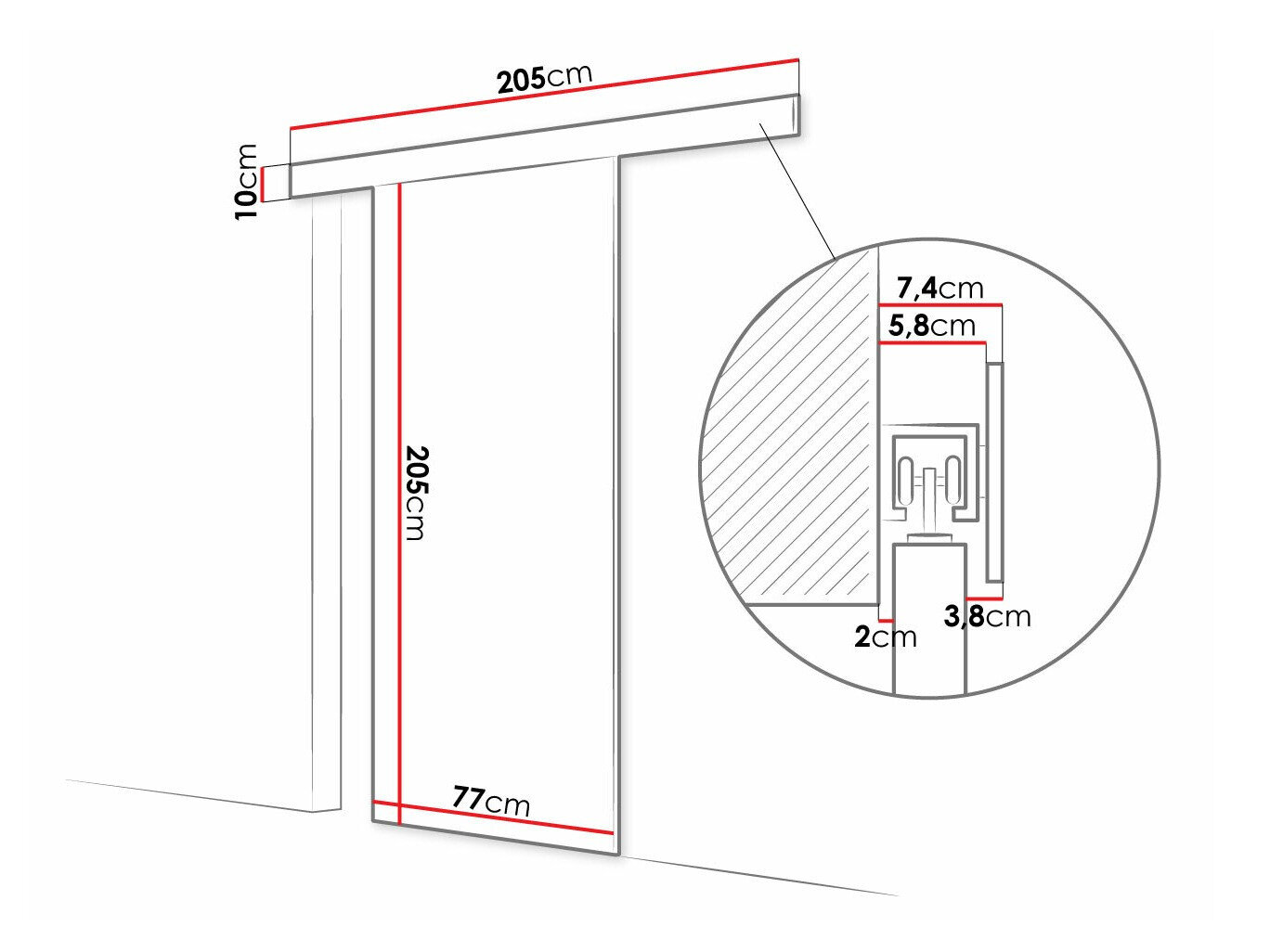 Skydedør Closico 183 (Sort)