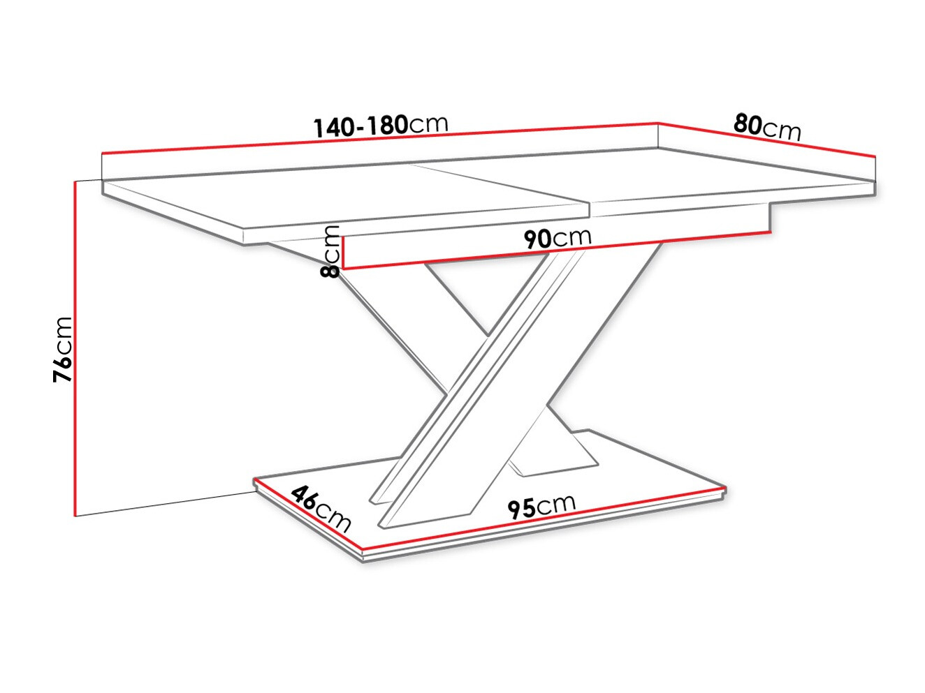 Bord Decium (Hvid + Beton)