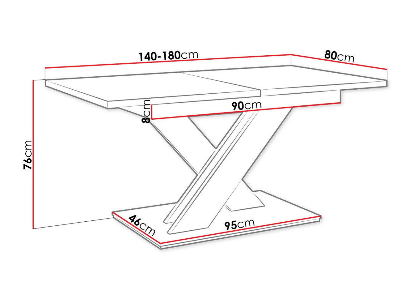 Bord Goodyear 103 (Hvid + Beton)