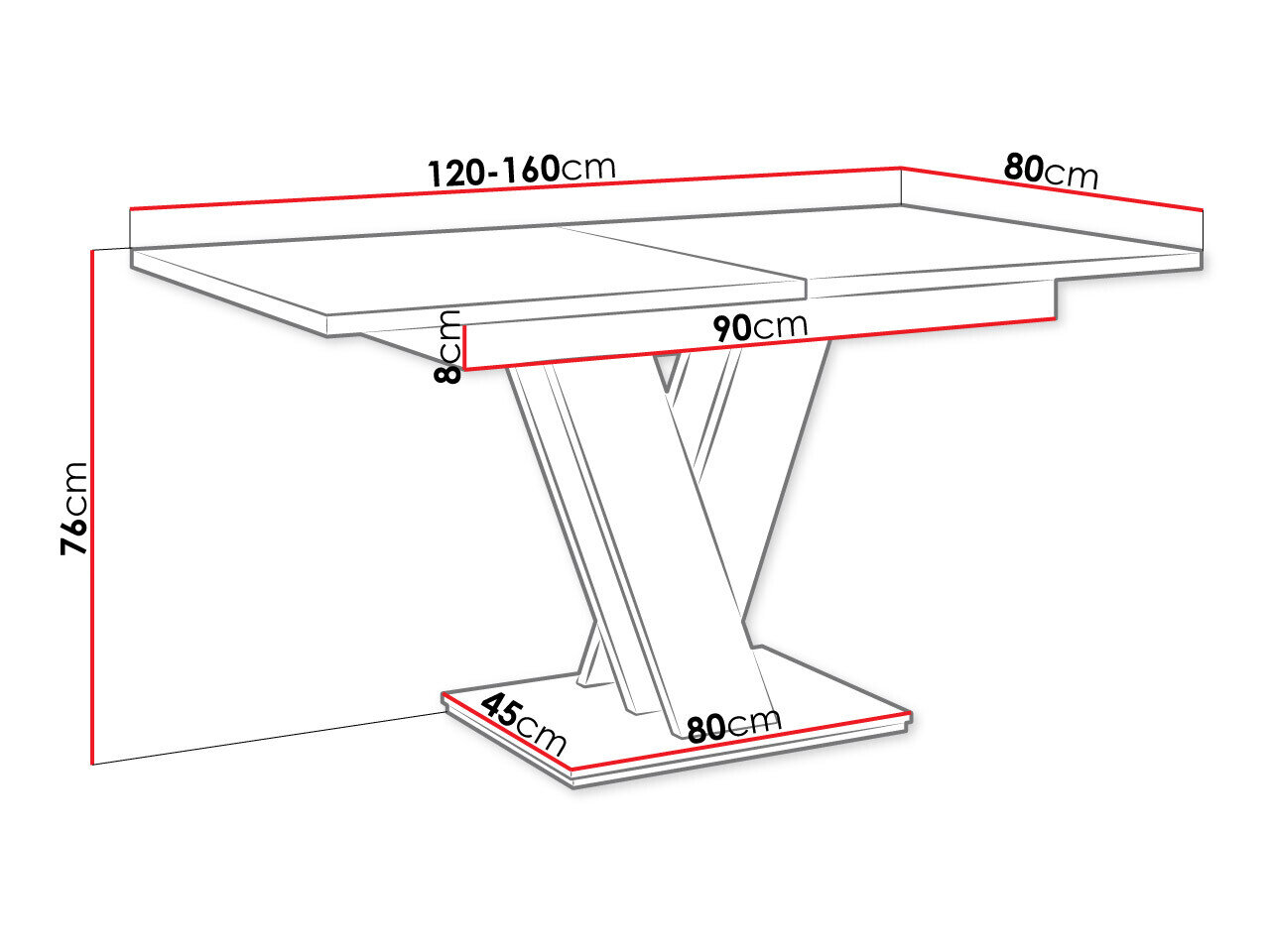 Bord Goodyear 104 (Glansfuld hvid)