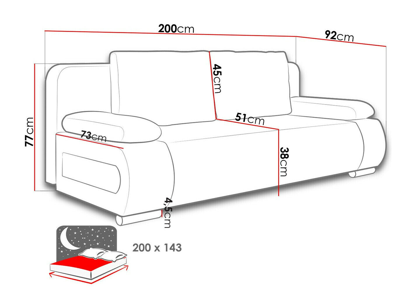 Sovesofa Comfivo 144 (Soul 20 + Soul 17)