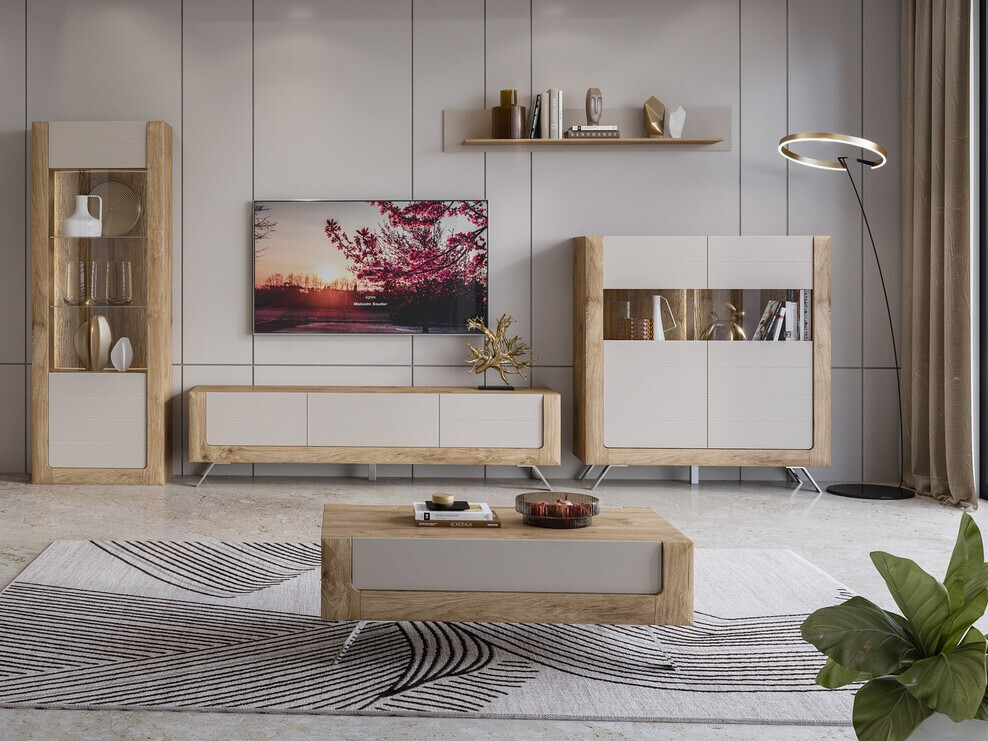 TV-bord Sovera 104 (Gylden eg + Kashmir)