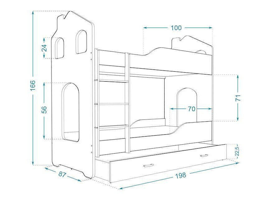 Køjeseng Aurora 115 (Hvid)