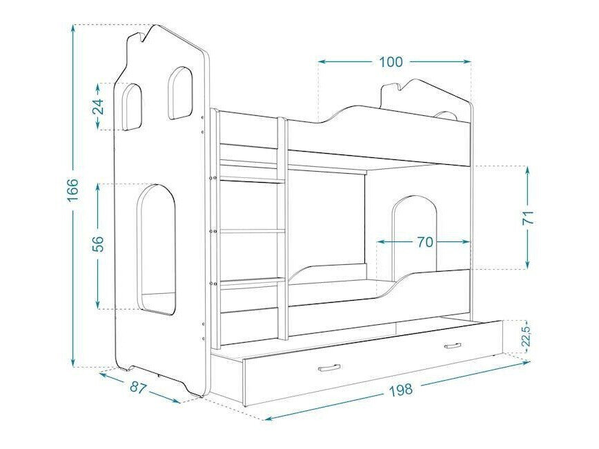 Køjeseng Aurora 115 (Lyserød)
