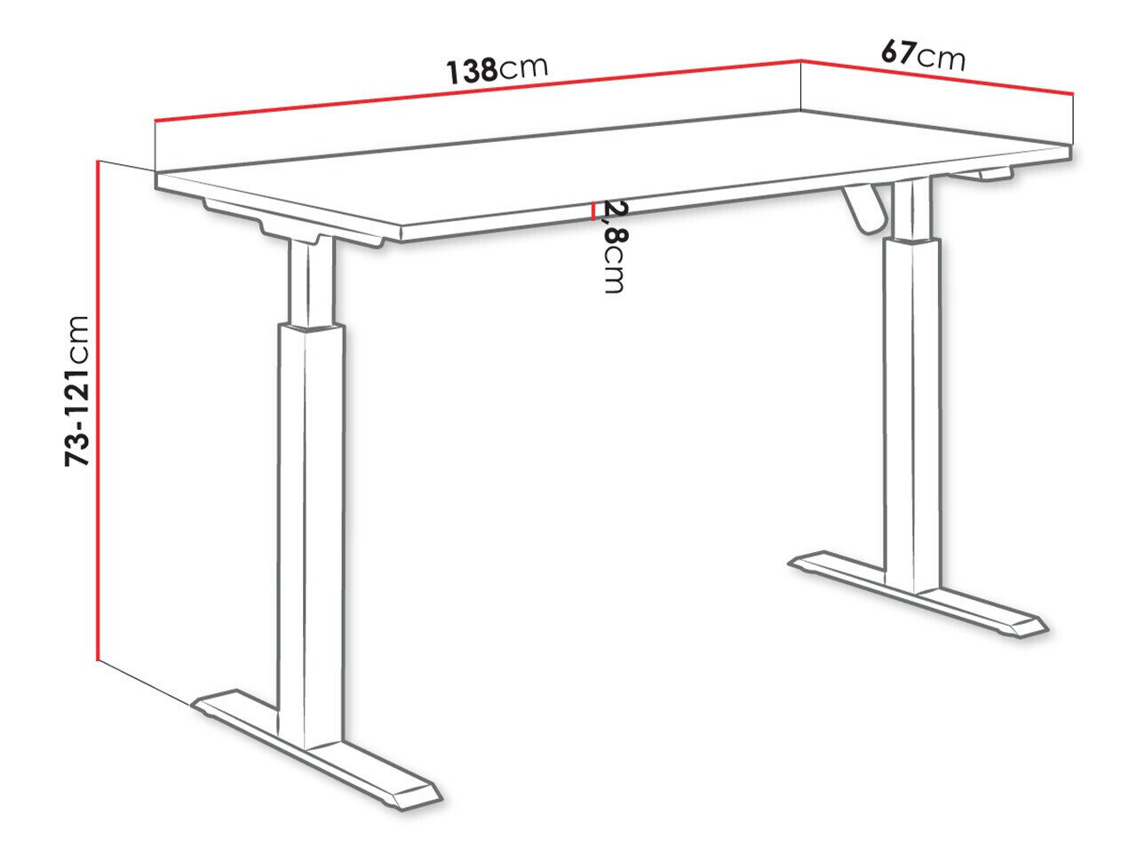 Hæve-sænkebord Tucson 171 (Lys grå + Mat sort)