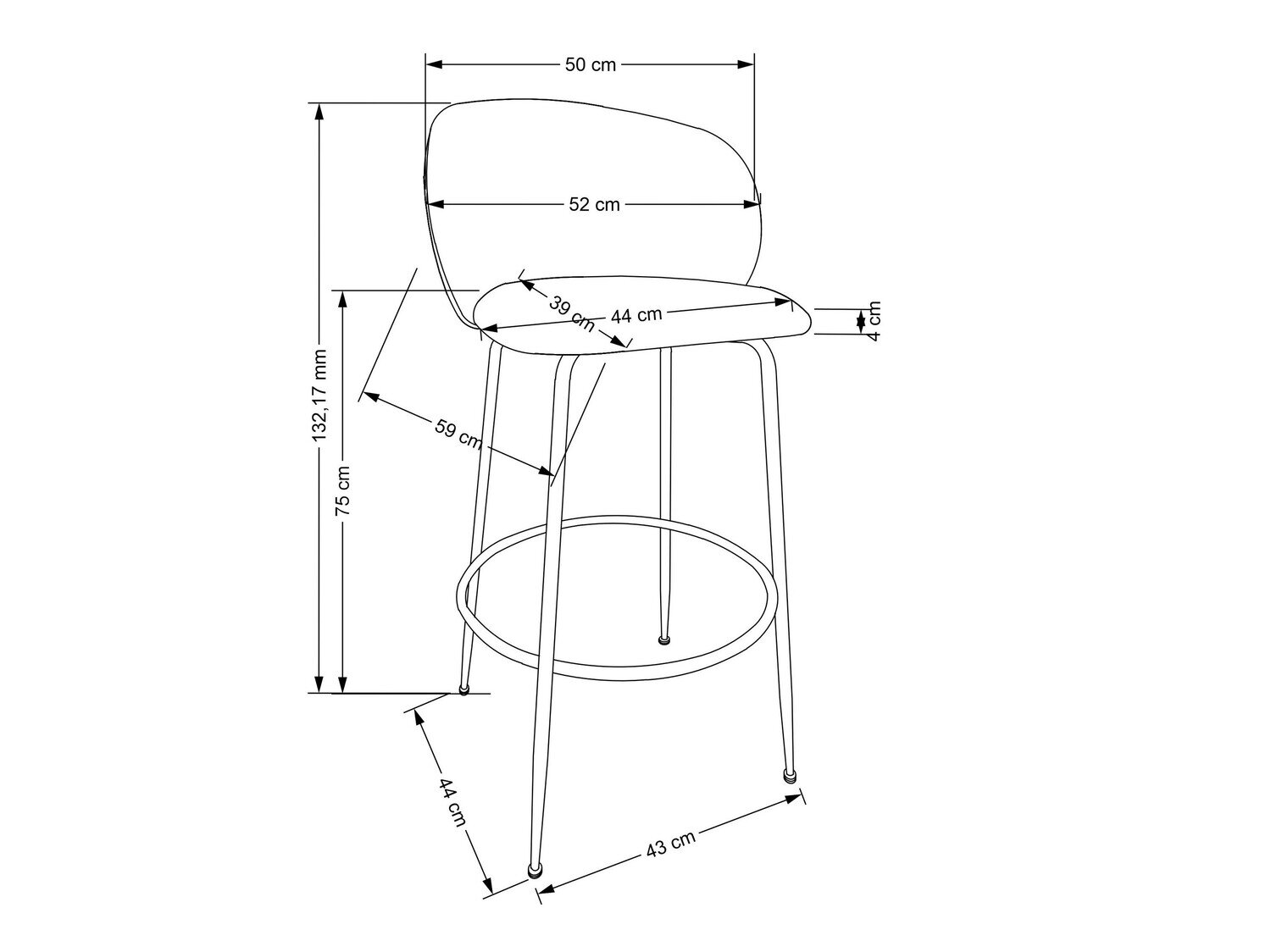 Barstol Houston 1554 (Grå + Gylden)
