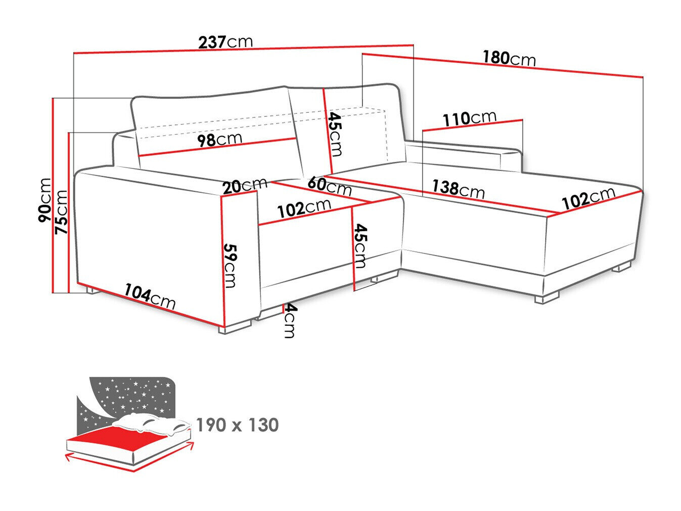 Hjørnesofa Columbus 204 (Tilia 90)