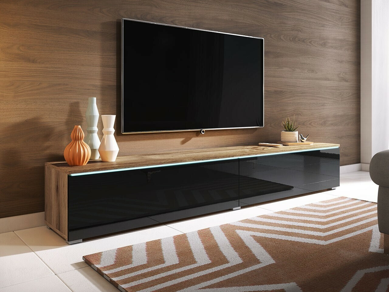 TV-bord Scientia I (Wotan eg + Blank sort)