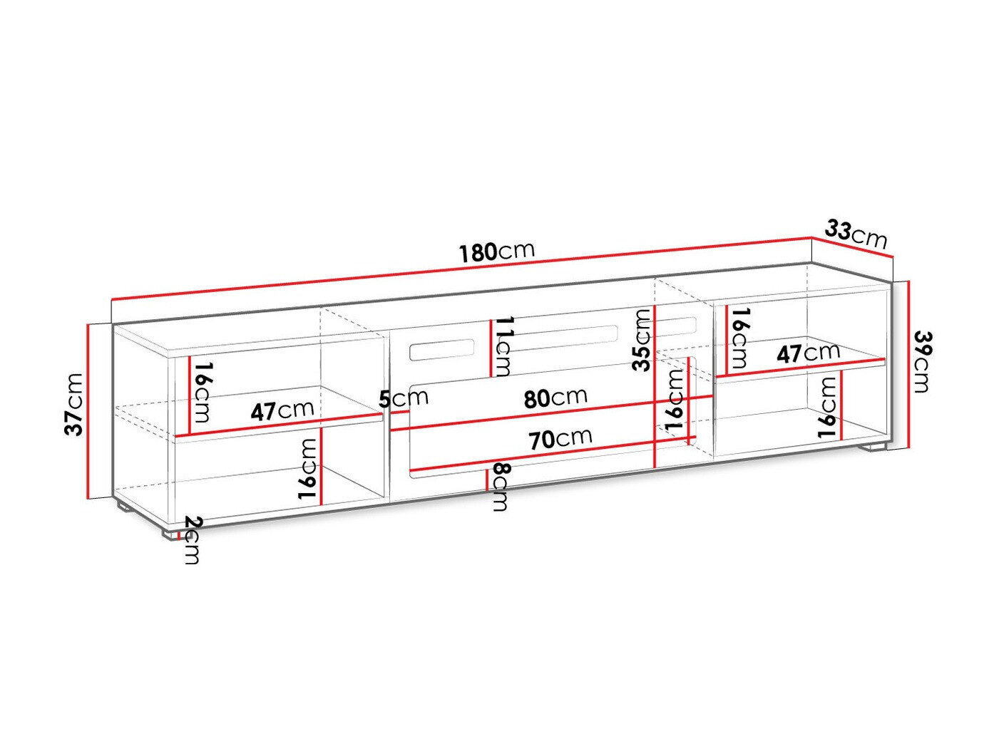 TV-bord Charlotte 190 (Hvid)