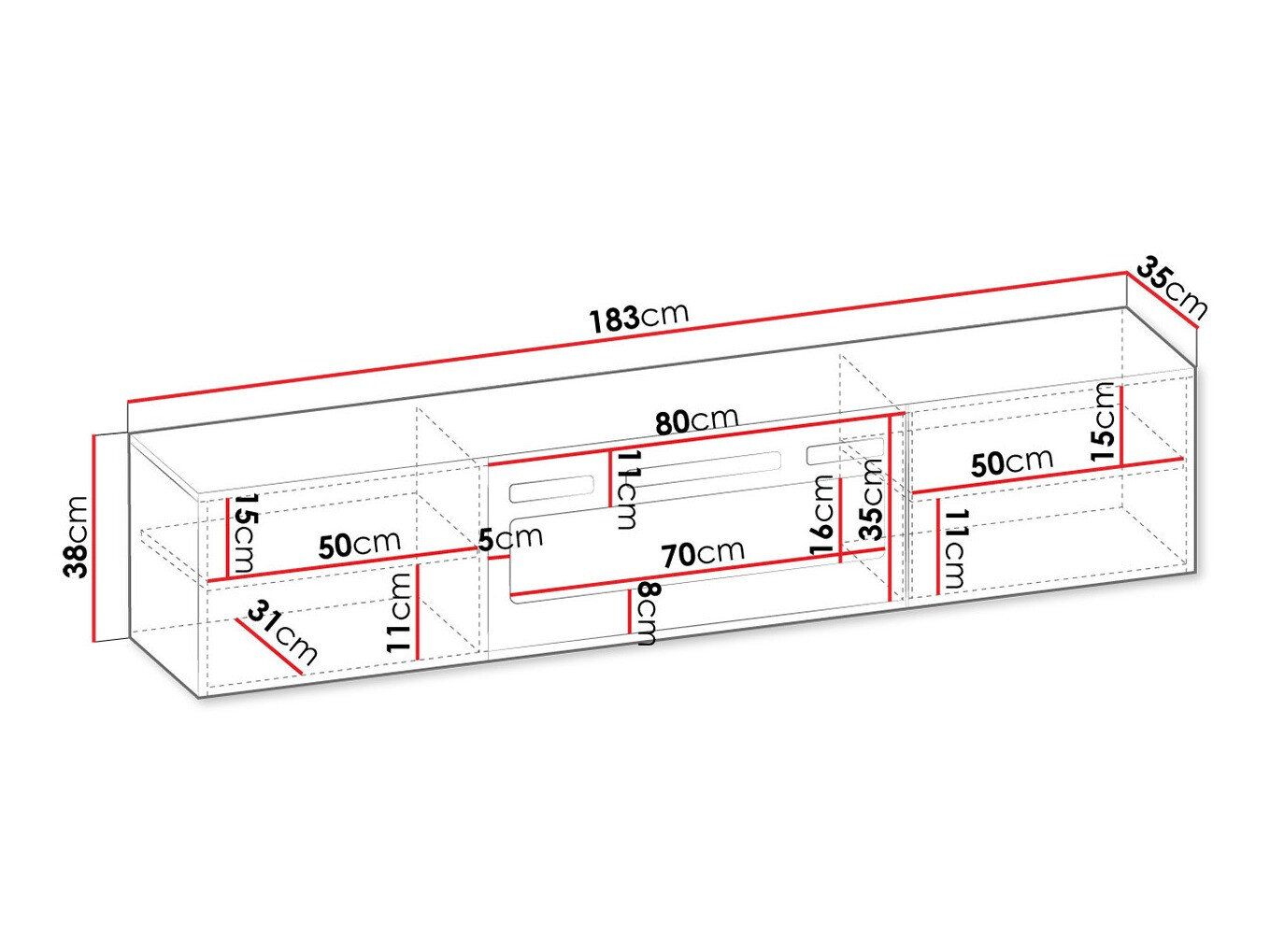TV-bord Charlotte 192 (Hvid + Sort)