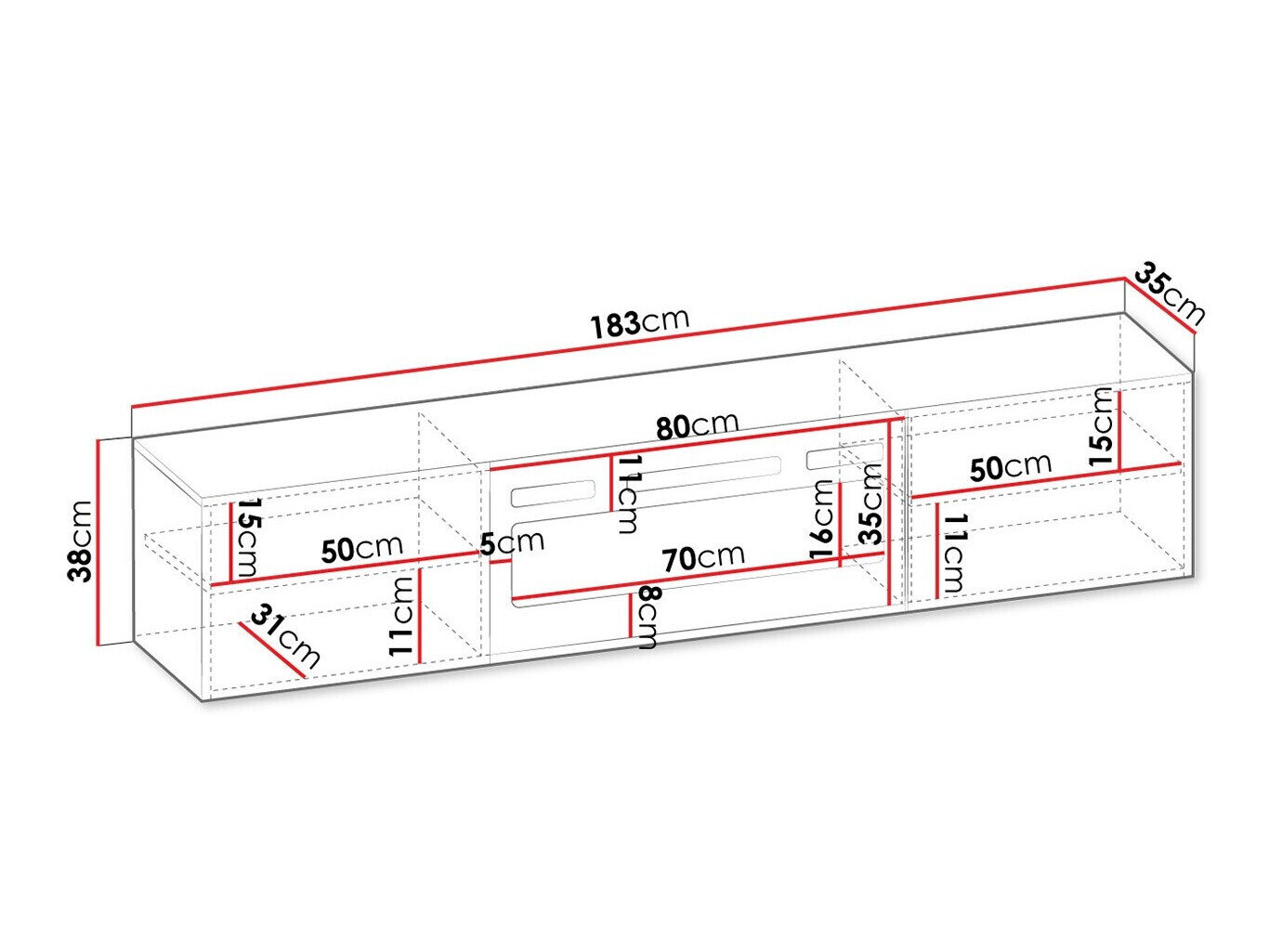 TV-bord Charlotte 192 (Hvid)