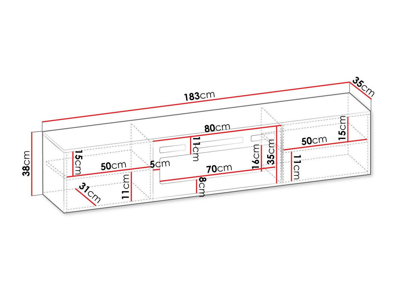 TV-bord Charlotte 192 (Sort)