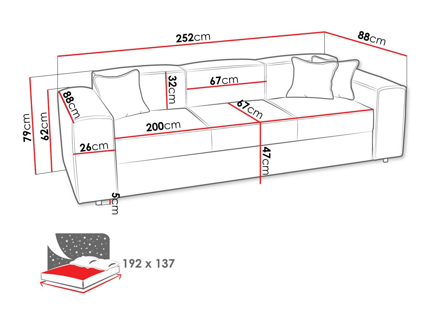 Sovesofa Clovis 114 (Poso 100)