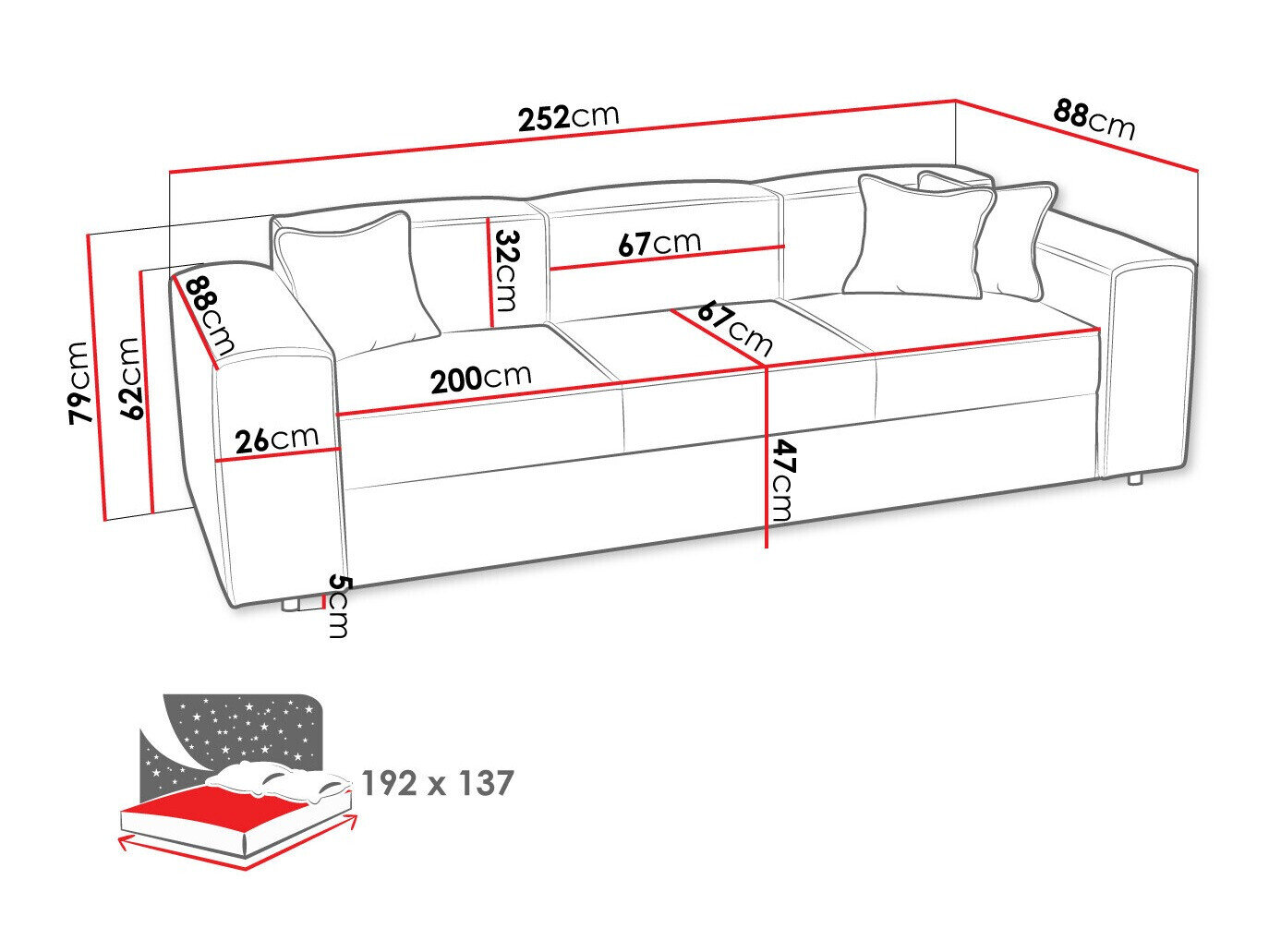 Sovesofa Clovis 114 (Poso 110)