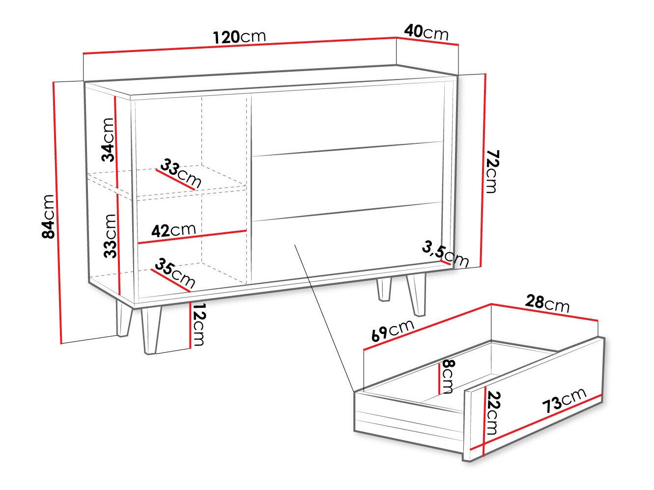Kommode Comfivo Romtori 100
