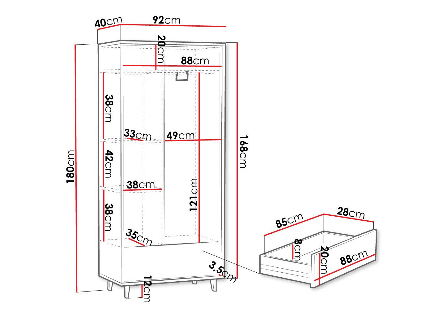 Garderobeskab Comfivo Romtori 106