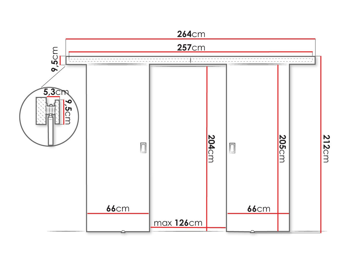 Skydedør Dover 198 (Hvid)