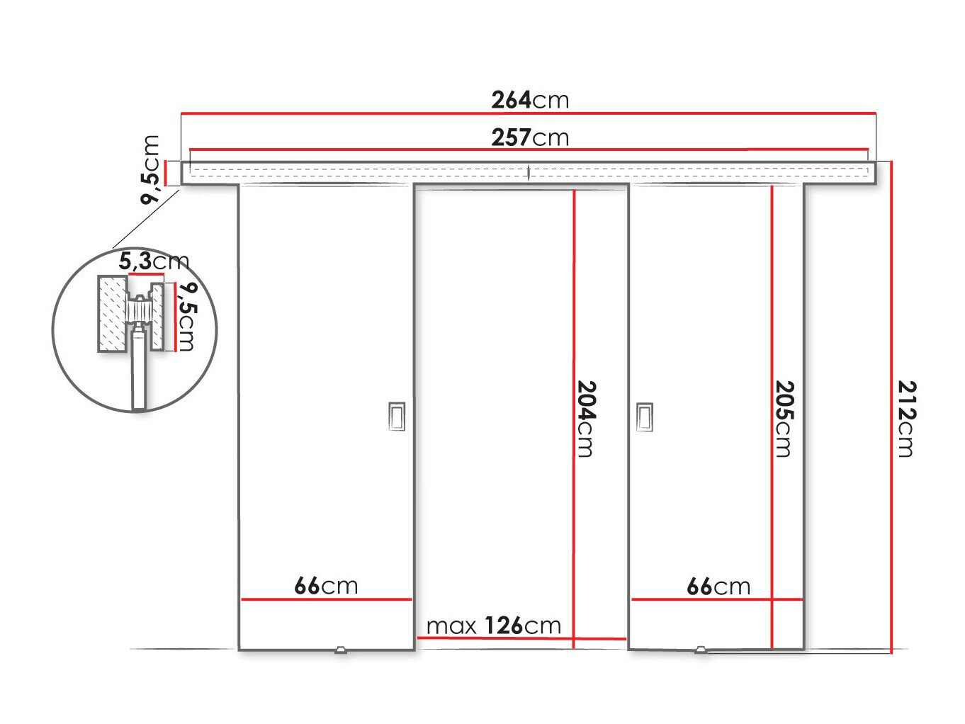 Skydedør Dover 198 (Sonoma eg)