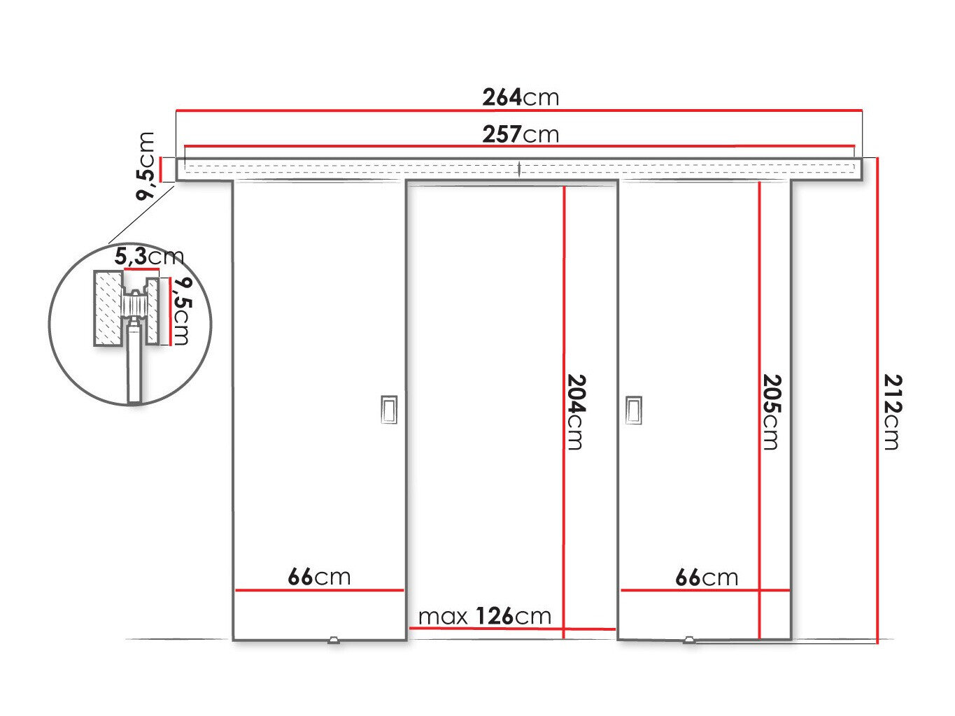 Skydedør Dover 198 (Sort)