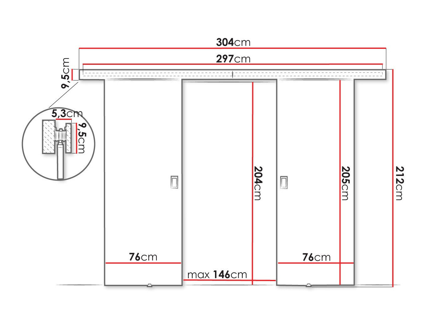 Skydedør Dover 199 (Hvid)