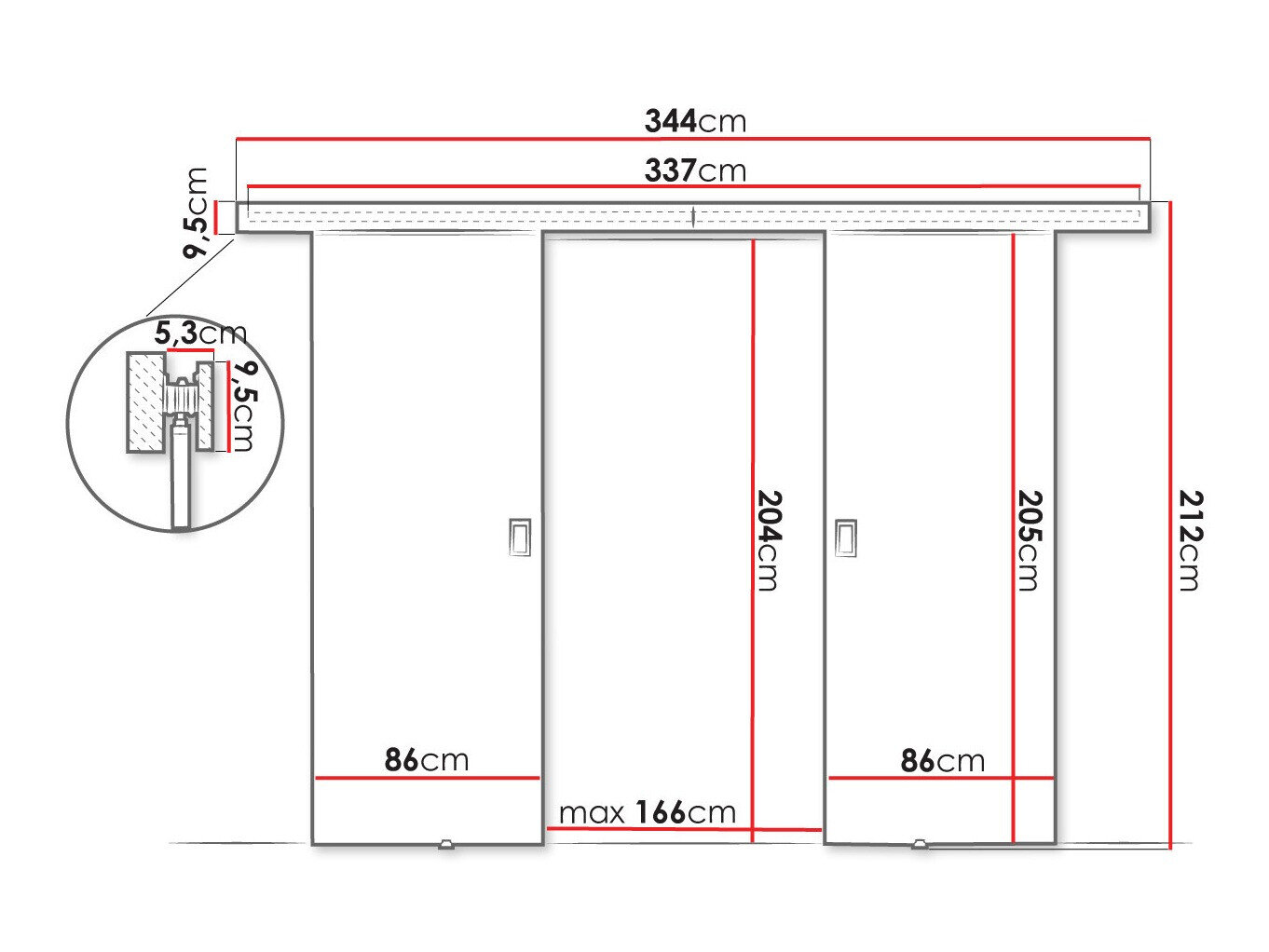 Skydedør Dover 200 (Grafit)