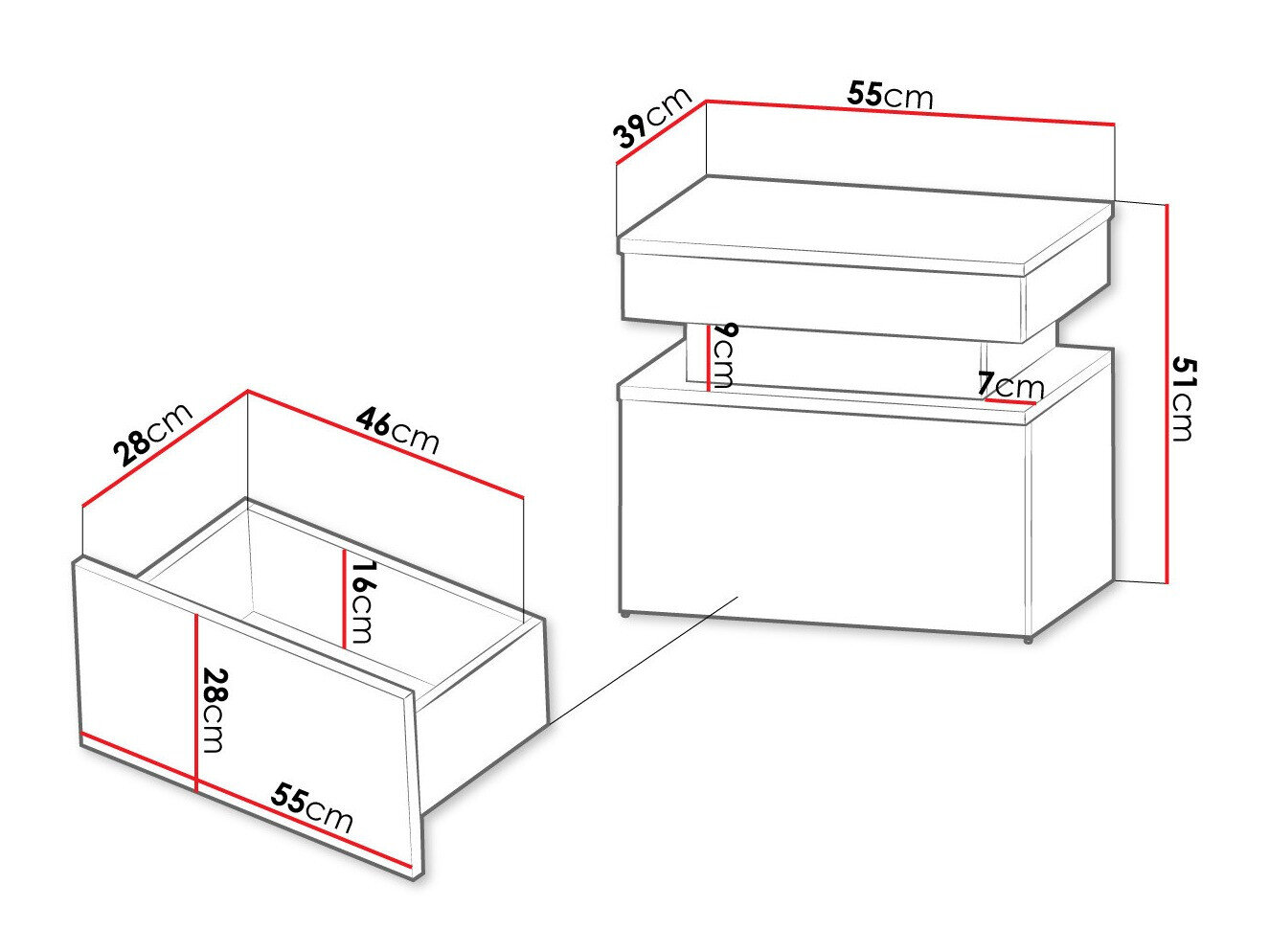 Sengebord Monfero 102 (Hvid + Glansfuld hvid)