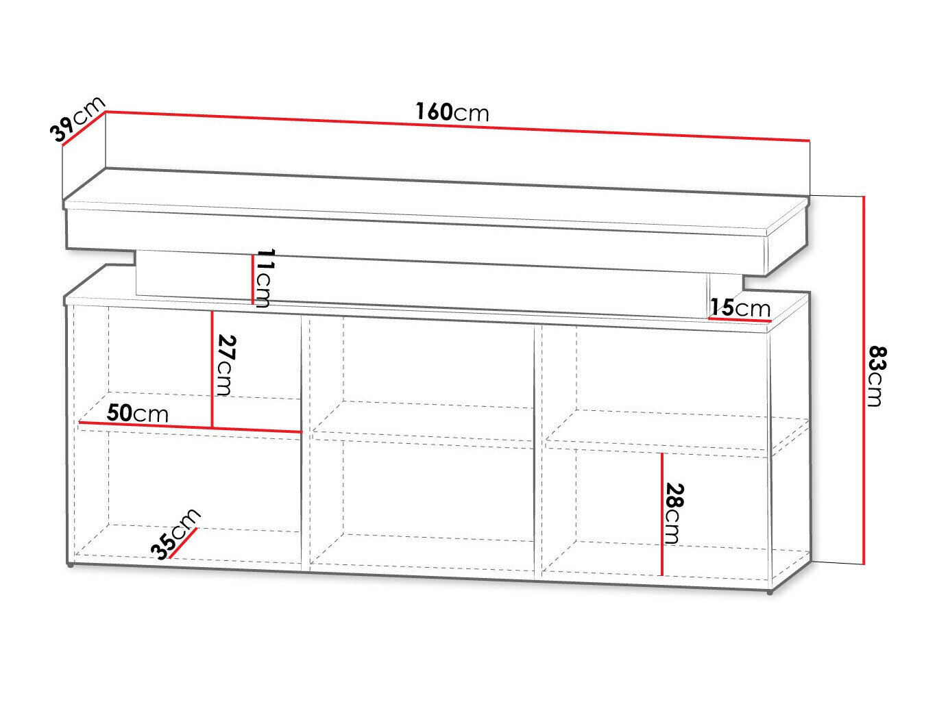 Skænk Monfero 101 (Hvid + Glansfuld hvid)