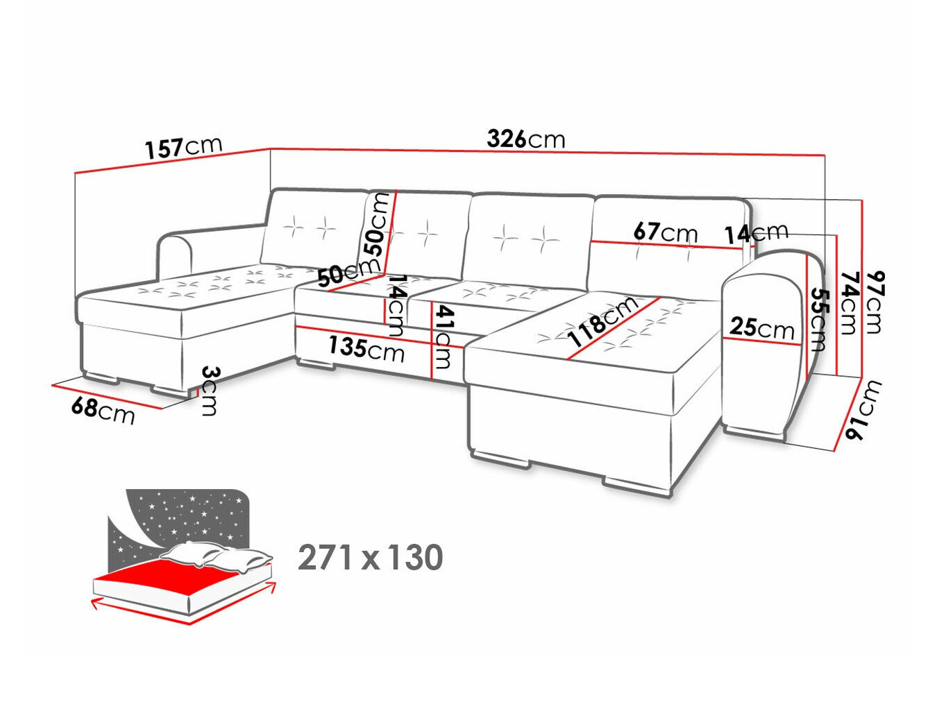 Hjørnesofa Arvada 117 (Monolith 37)