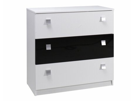 Kommode Murrieta 109 (Hvid + Blank sort)