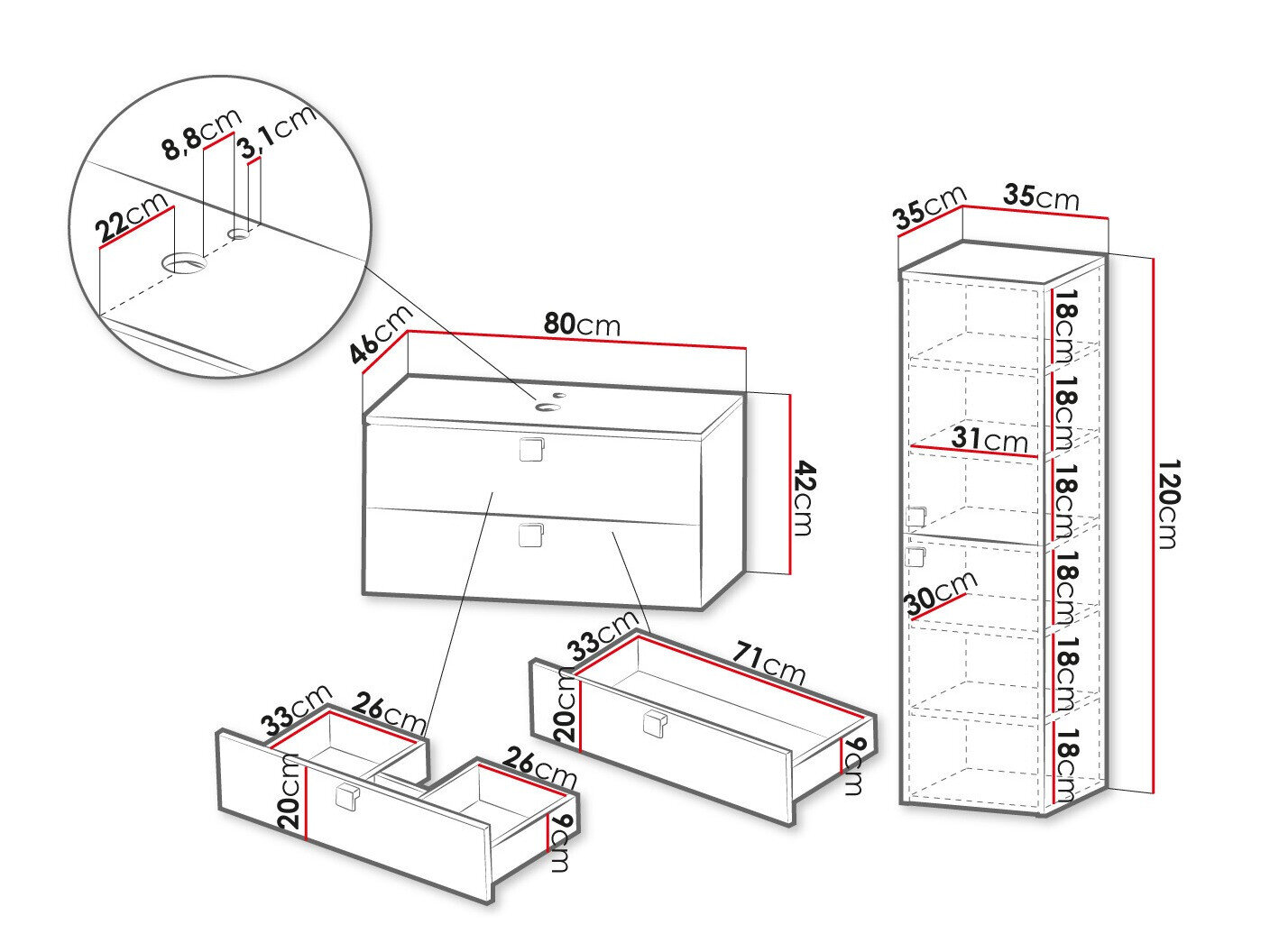 Badeværelsessæt Orlvera 103 (Hvid)