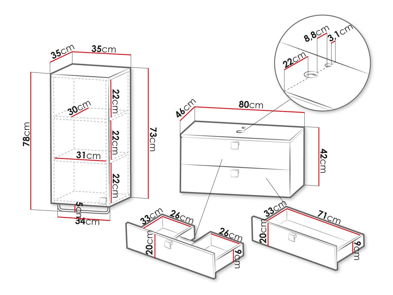 Badeværelsessæt Orlvera 104 (Grå)